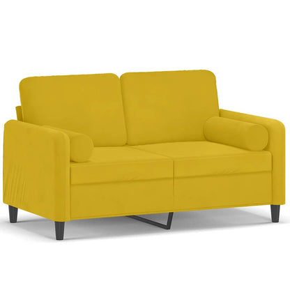 2-Sitzer-Sofa mit Zierkissen Gelb 120 cm Samt