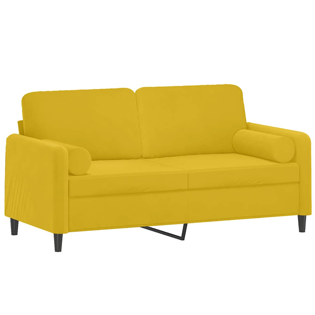 2-Sitzer-Sofa mit Zierkissen Gelb 140 cm Samt
