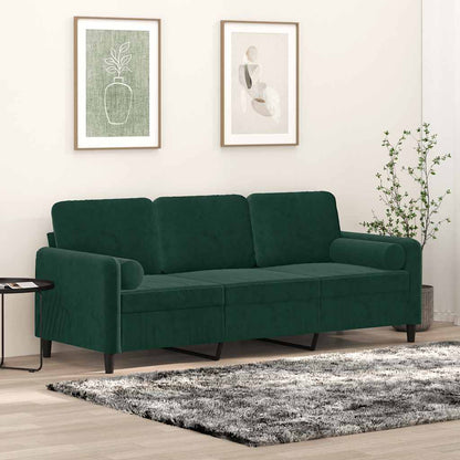 3-Sitzer-Sofa mit Zierkissen Dunkelgrün 180 cm Samt