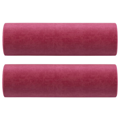 3-Sitzer-Sofa mit Zierkissen Weinrot 180 cm Samt