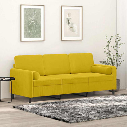 3-Sitzer-Sofa mit Zierkissen Gelb 180 cm Samt