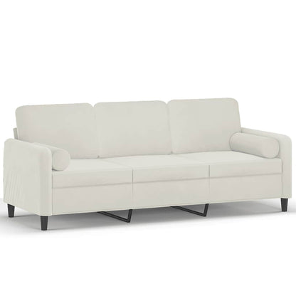 3-Sitzer-Sofa mit Zierkissen Creme 180 cm Samt