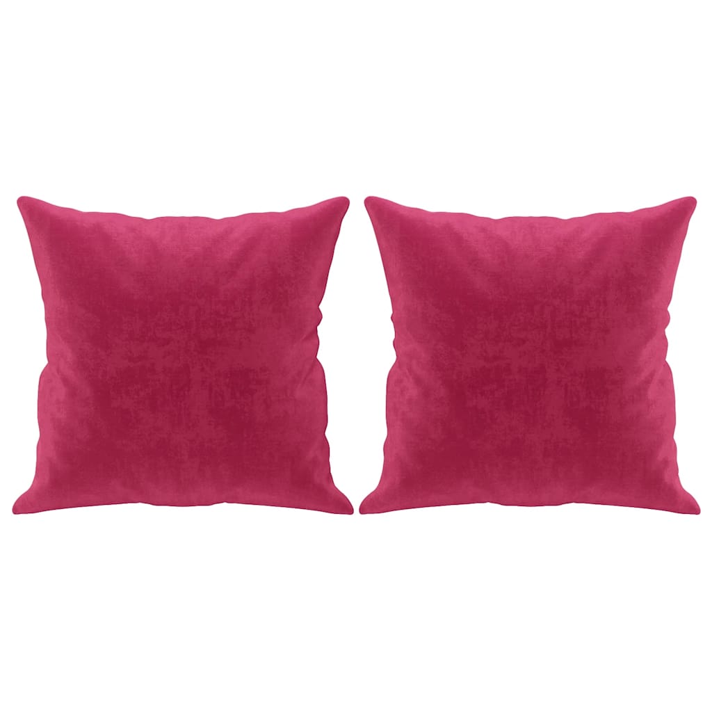 2-Sitzer-Sofa mit Zierkissen Weinrot 120 cm Samt