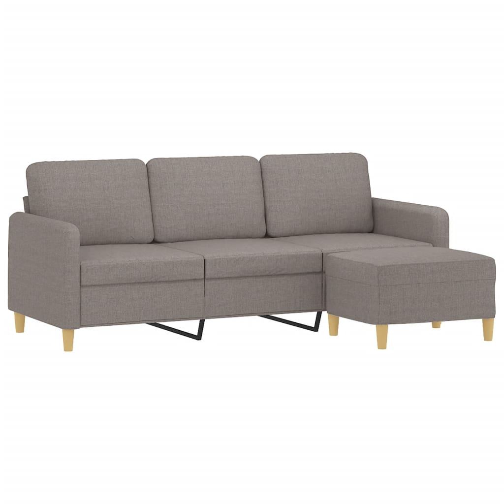 3-Sitzer-Sofa mit Hocker Taupe 180 cm Stoff