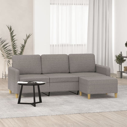 3-Sitzer-Sofa mit Hocker Taupe 180 cm Stoff