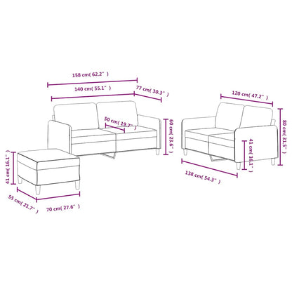 3-tlg. Sofagarnitur Gelb Samt