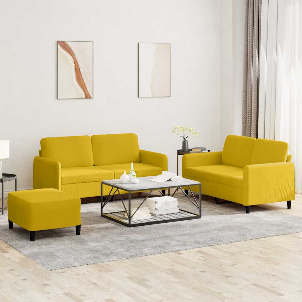 3-tlg. Sofagarnitur Gelb Samt