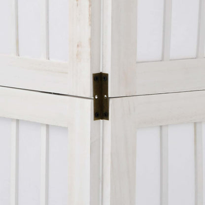 4-tlg. Raumteiler Weiß Massivholz Paulownia