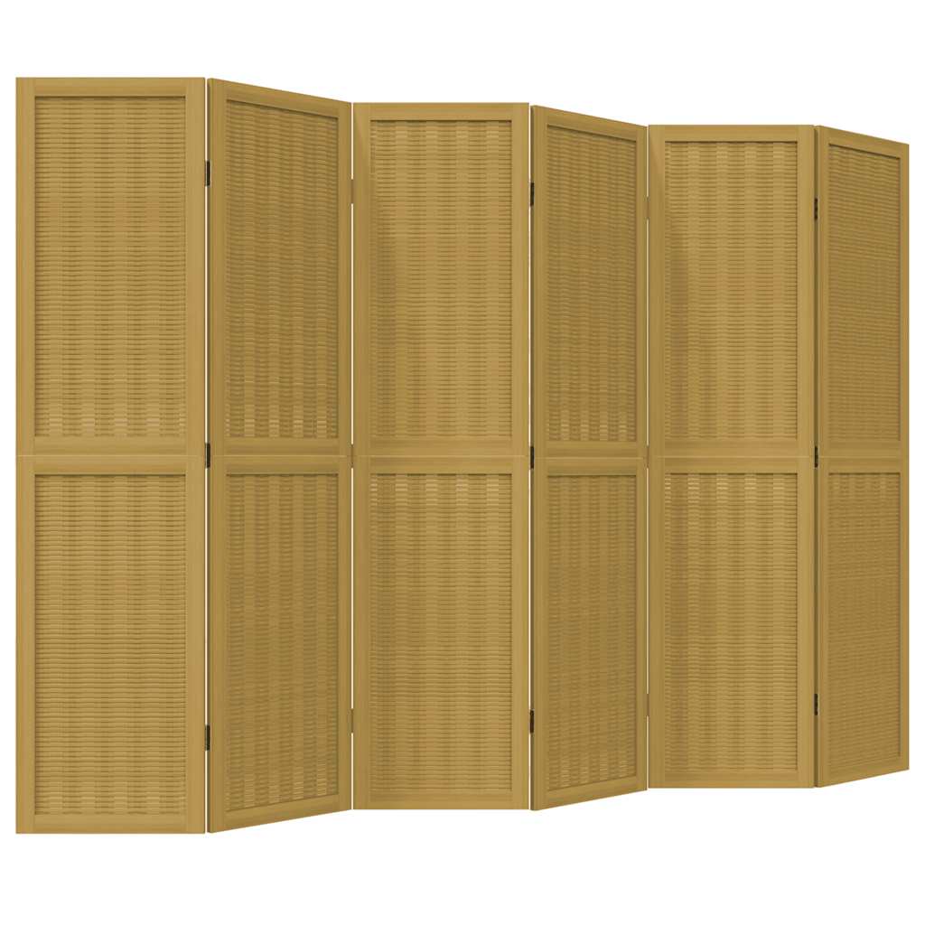 6-tlg. Raumteiler Braun Massivholz Paulownia