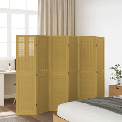 6-tlg. Raumteiler Braun Massivholz Paulownia