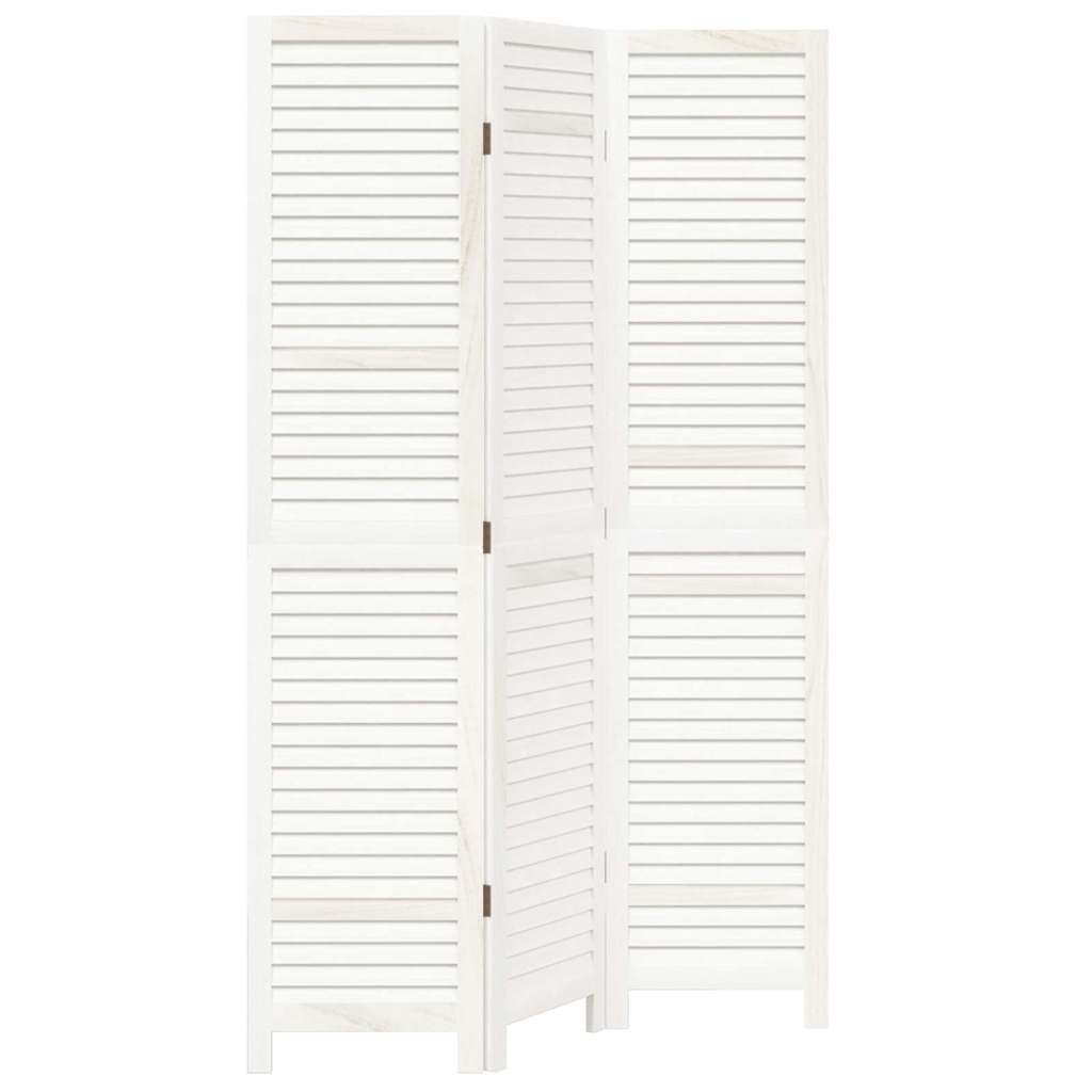 3-tlg. Raumteiler Weiß Massivholz Paulownia