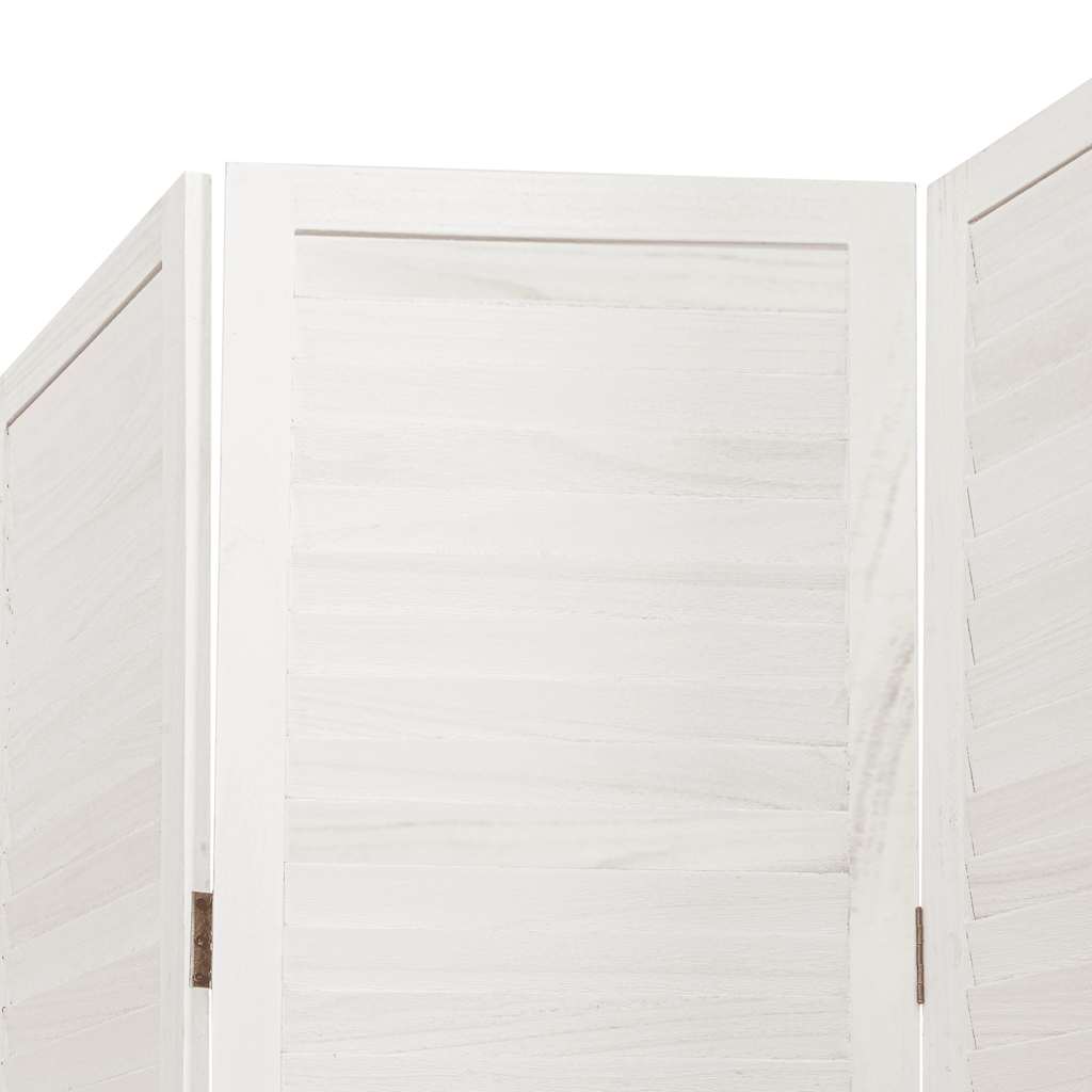 5-tlg. Raumteiler Weiß Massivholz Paulownia