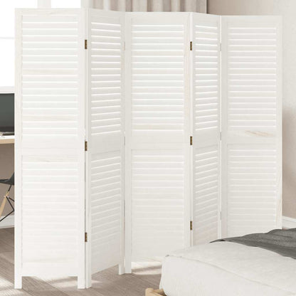 5-tlg. Raumteiler Weiß Massivholz Paulownia