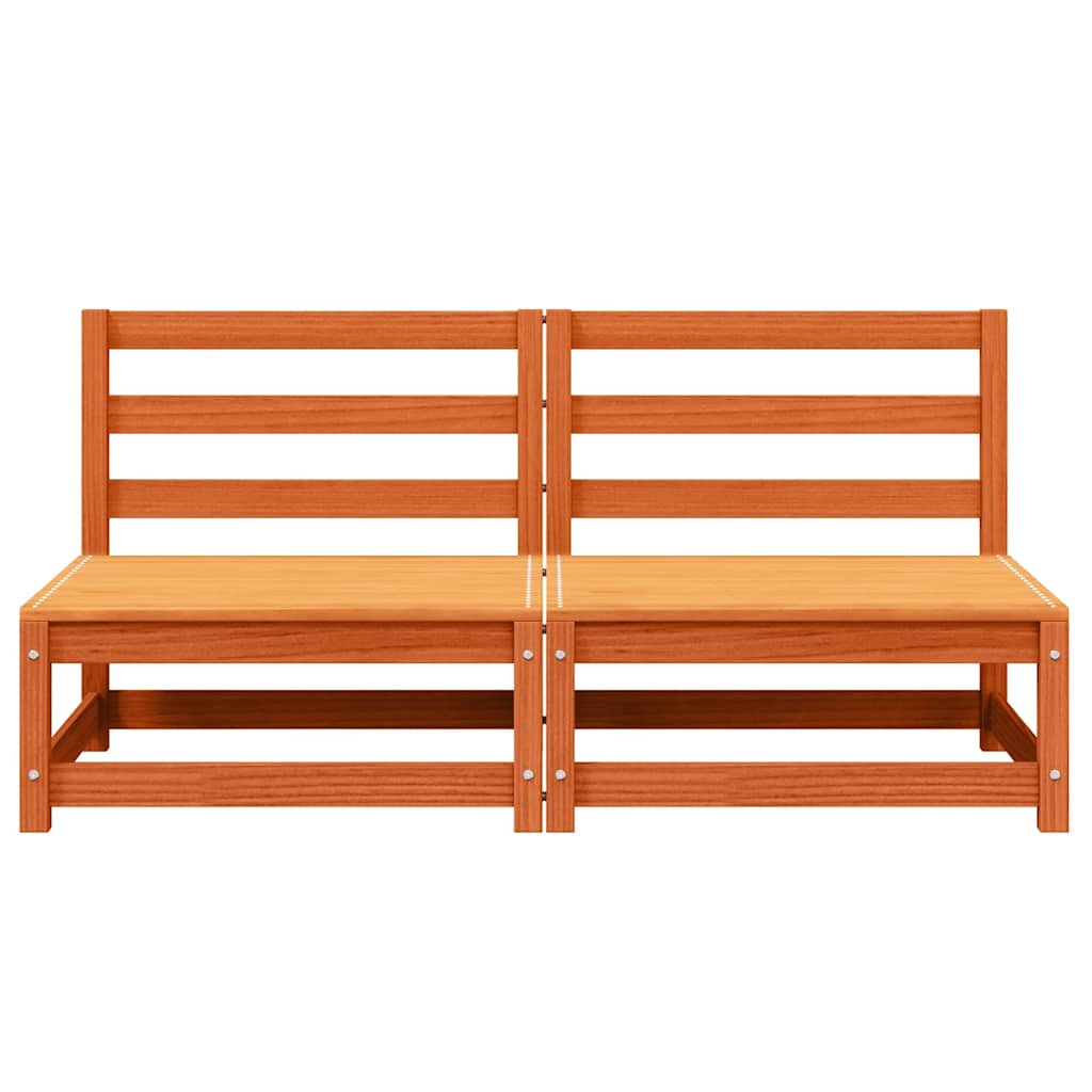 Gartensofas ohne Armlehnen 2 Stk. Wachsbraun Massivholz Kiefer