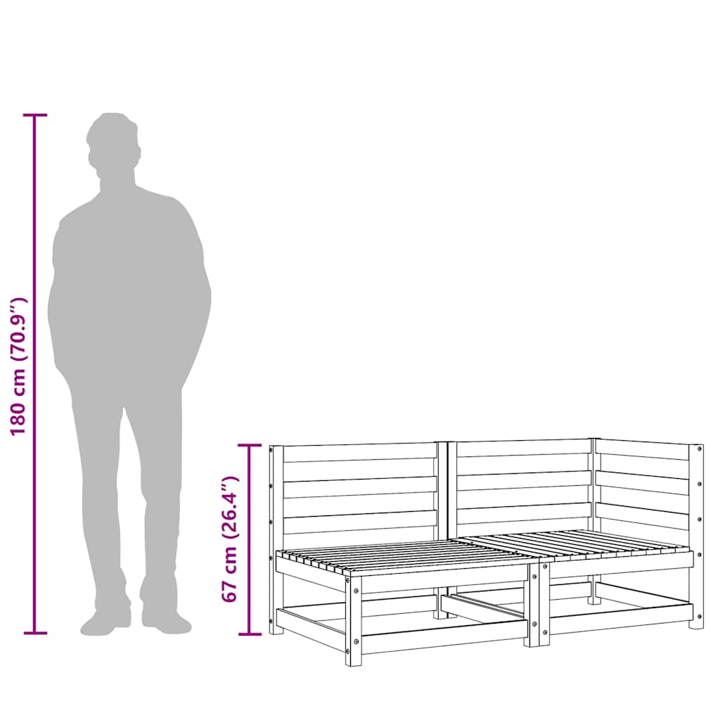 Gartensofa 2-Sitzer Weiß Massivholz Kiefer