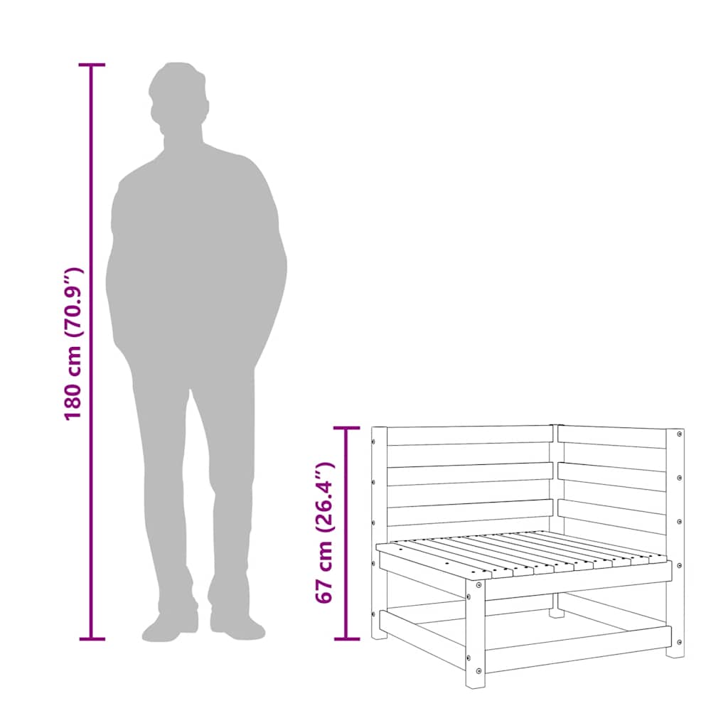 Gartensofa 3-Sitzer Wachsbraun Massivholz Kiefer