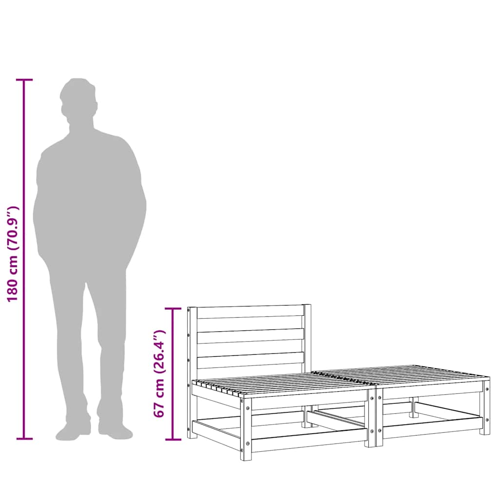 Gartensofa ohne Armlehnen mit Hocker Kiefernholz Imprägniert