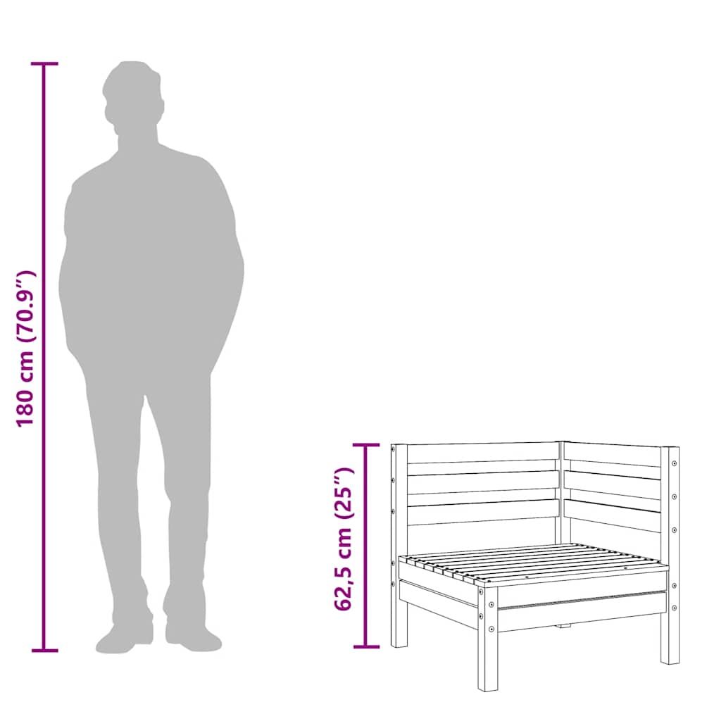 Gartensofa 3-Sitzer Weiß Massivholz Kiefer