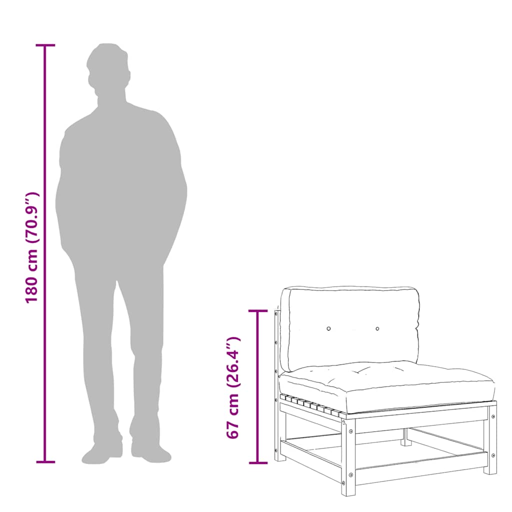 Gartensofas ohne Armlehnen mit Kissen 2 Stk. Wachsbraun Holz