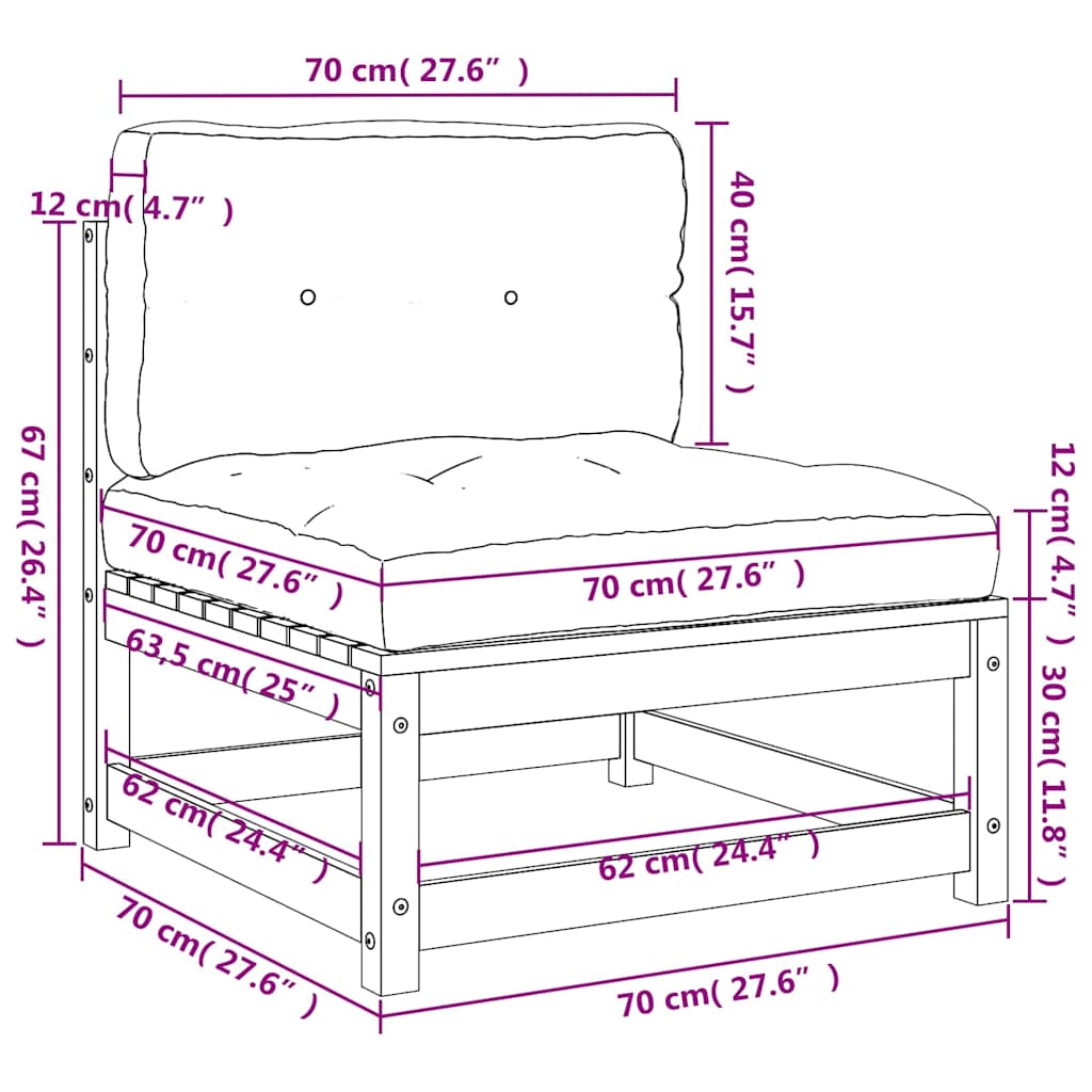 Gartensofas ohne Armlehnen mit Kissen 2 Stk. Douglasienholz