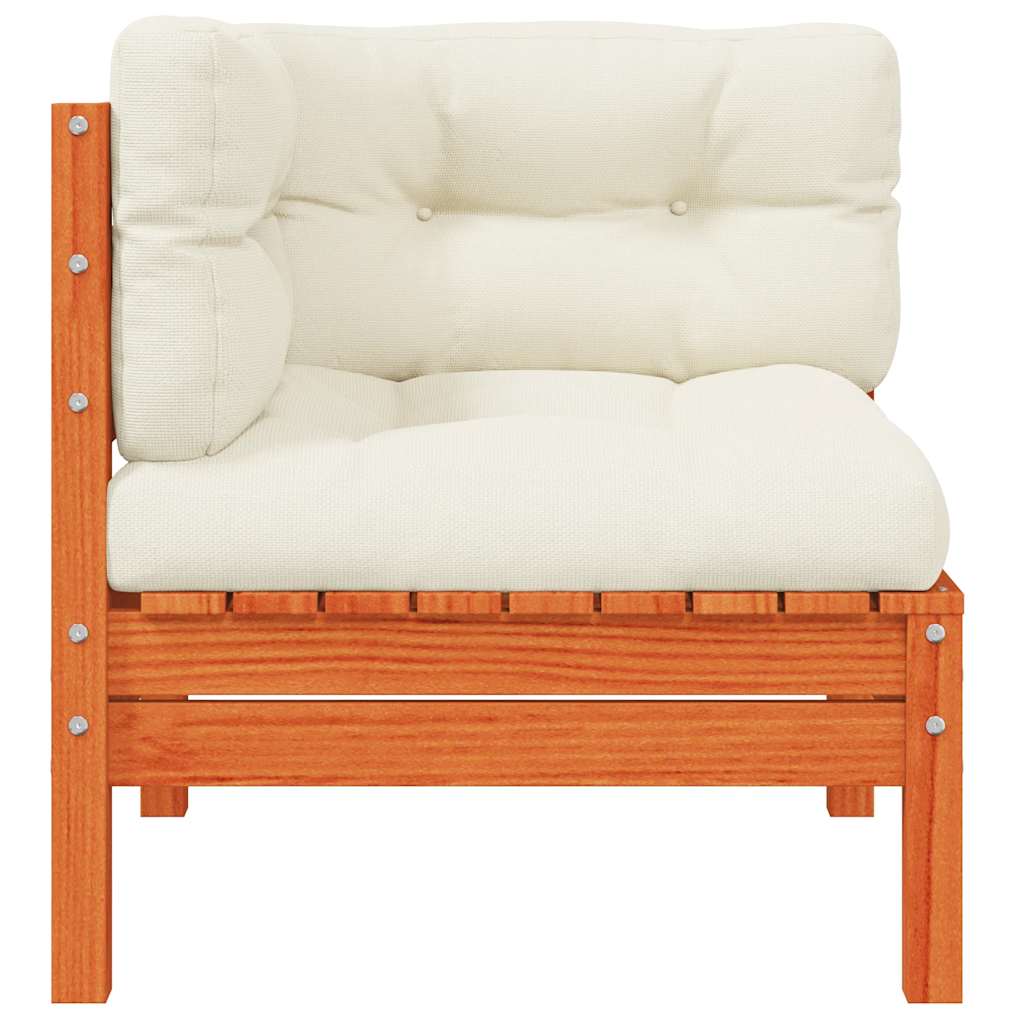 Garten-Ecksofa mit Kissen Wachsbraun Massivholz Kiefer