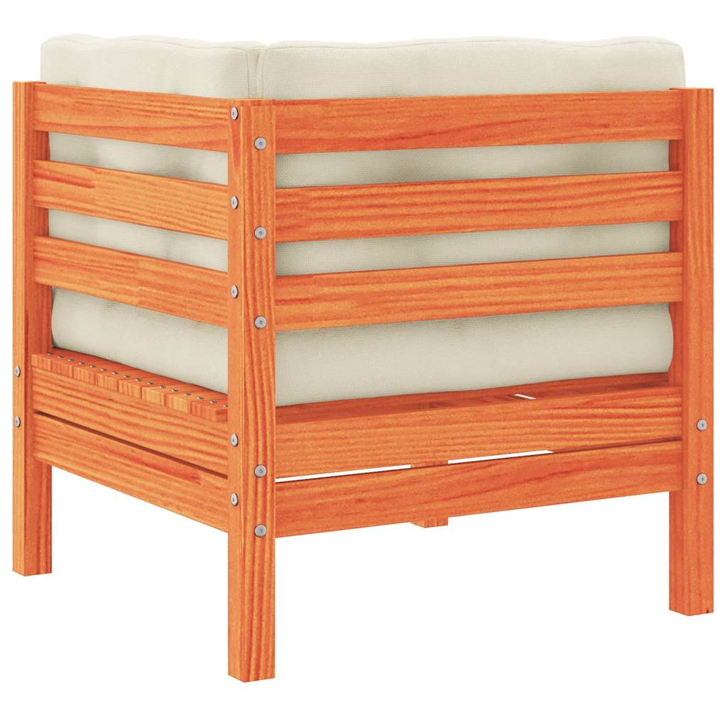 Garten-Ecksofa mit Kissen Wachsbraun Massivholz Kiefer