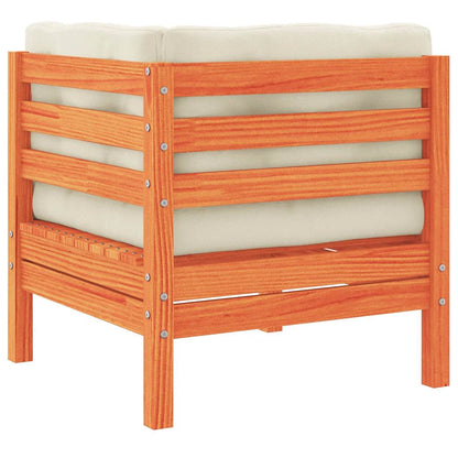 Garten-Ecksofa mit Kissen Wachsbraun Massivholz Kiefer