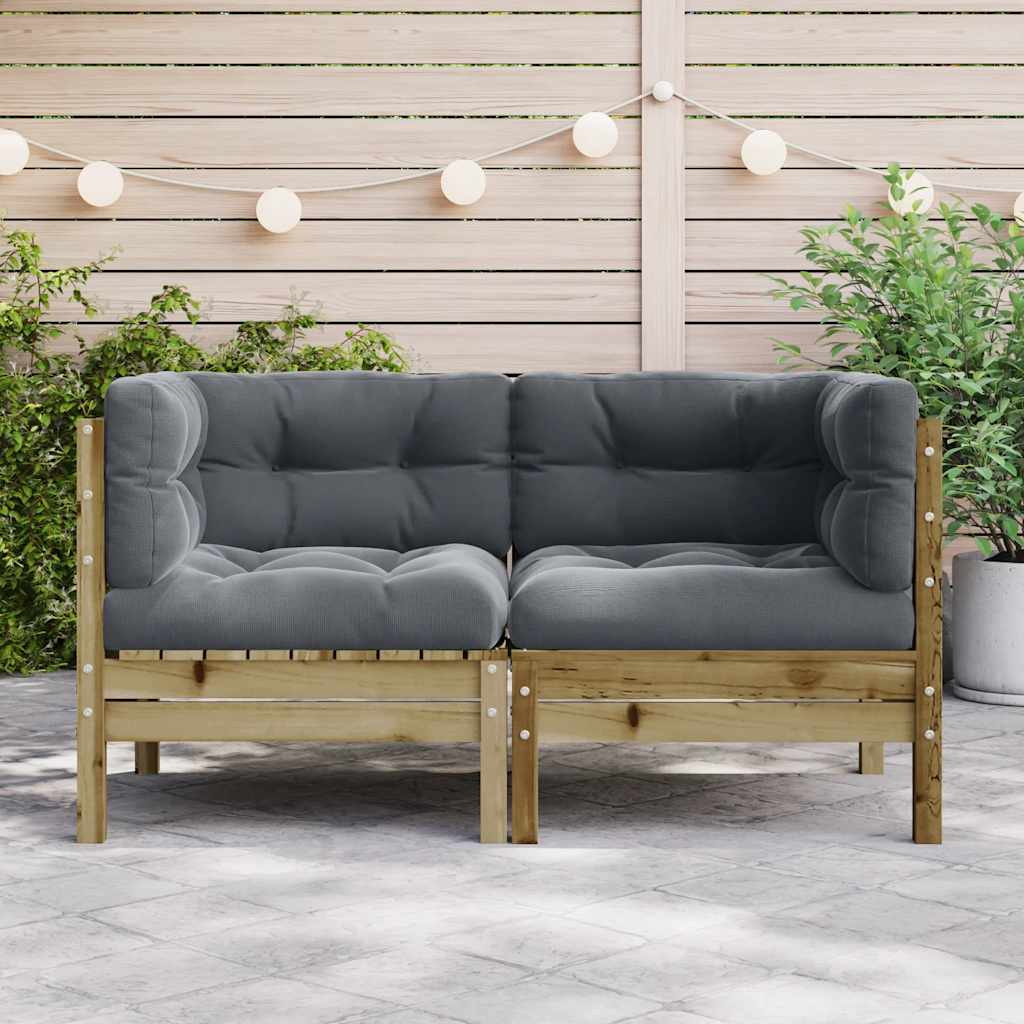 Garten-Ecksofa mit Kissen 2 Stk. Kiefernholz Imprägniert