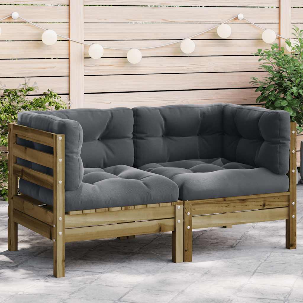 Garten-Ecksofa mit Kissen 2 Stk. Kiefernholz Imprägniert