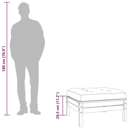 Gartenhocker mit Kissen Wachsbraun Massivholz Kiefer