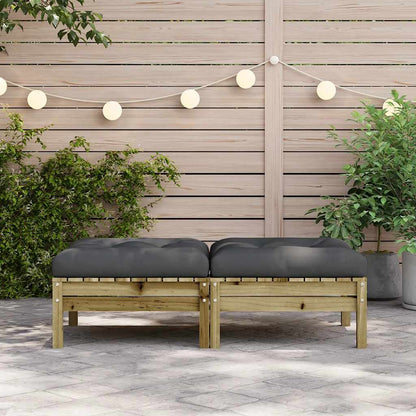 Gartenhocker mit Kissen 2 Stk. Kiefernholz Imprägniert