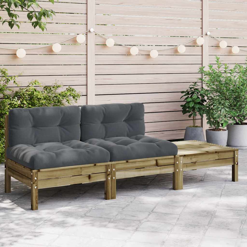 Gartensofa mit Kissen und Hocker 2-Sitzer