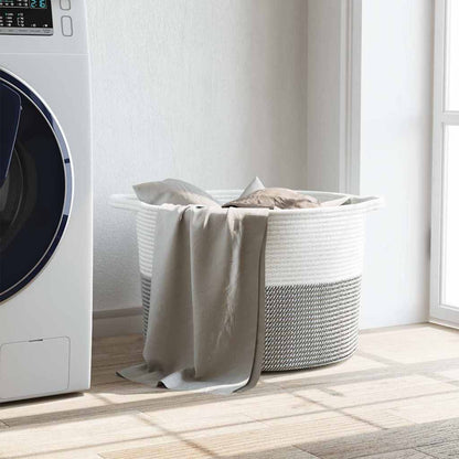 Wäschekorb Grau und Weiß Ø55x36 cm Baumwolle