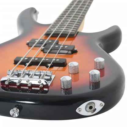 E-Bass für Anfänger mit Tasche Braun und Schwarz 4/4 46"