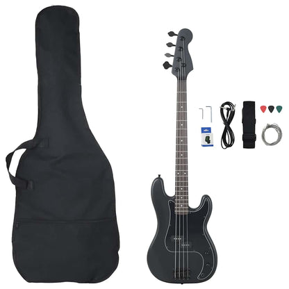 E-Bass für Anfänger mit Tasche Schwarz 4/4 46"
