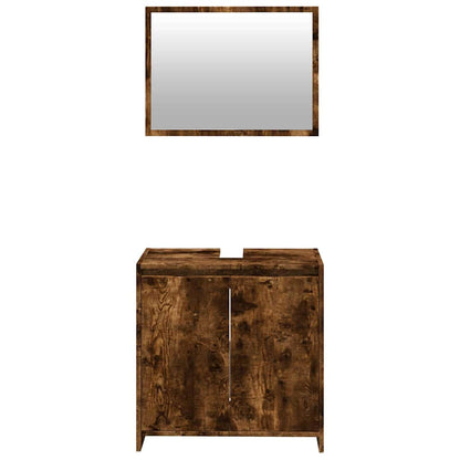 2-tlg. Badmöbel-Set Räuchereiche Holzwerkstoff