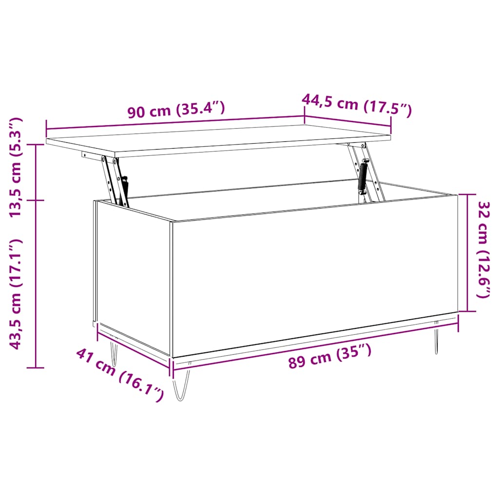 Couchtisch Weiß 90x44,5x45 cm Holzwerkstoff