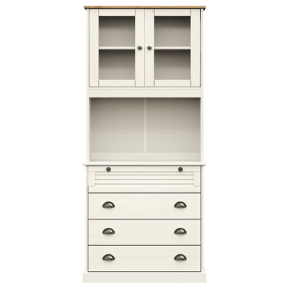 Highboard VIGO Weiß 80x40x176 cm Massivholz Kiefer