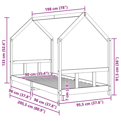Kinderbett 90x200 cm Massivholz Kiefer