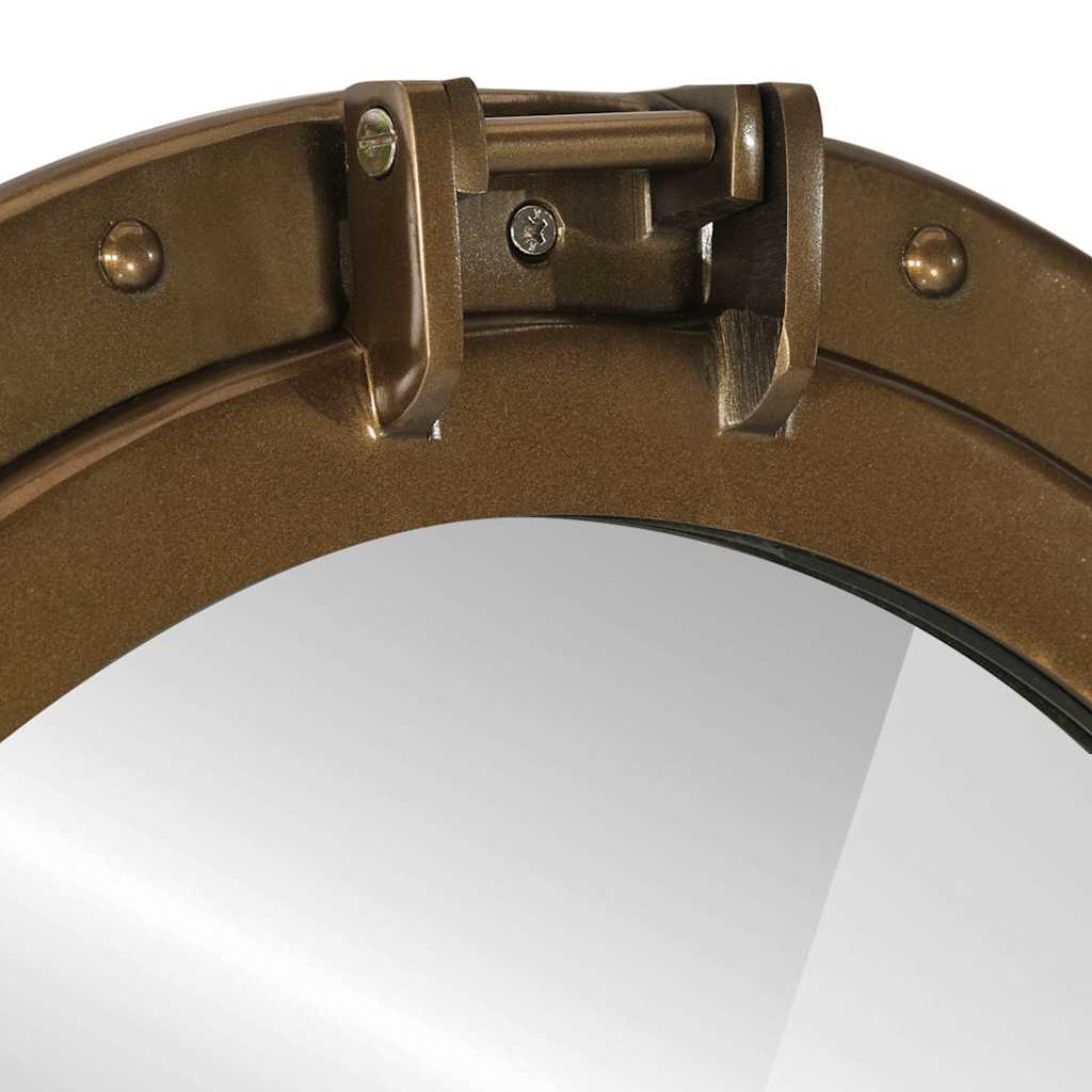 Bullaugen-Spiegel Wandmontage Ø50 cm Aluminium und Glas