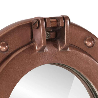 Bullaugen-Spiegel Wandmontage Ø23 cm Aluminium und Glas