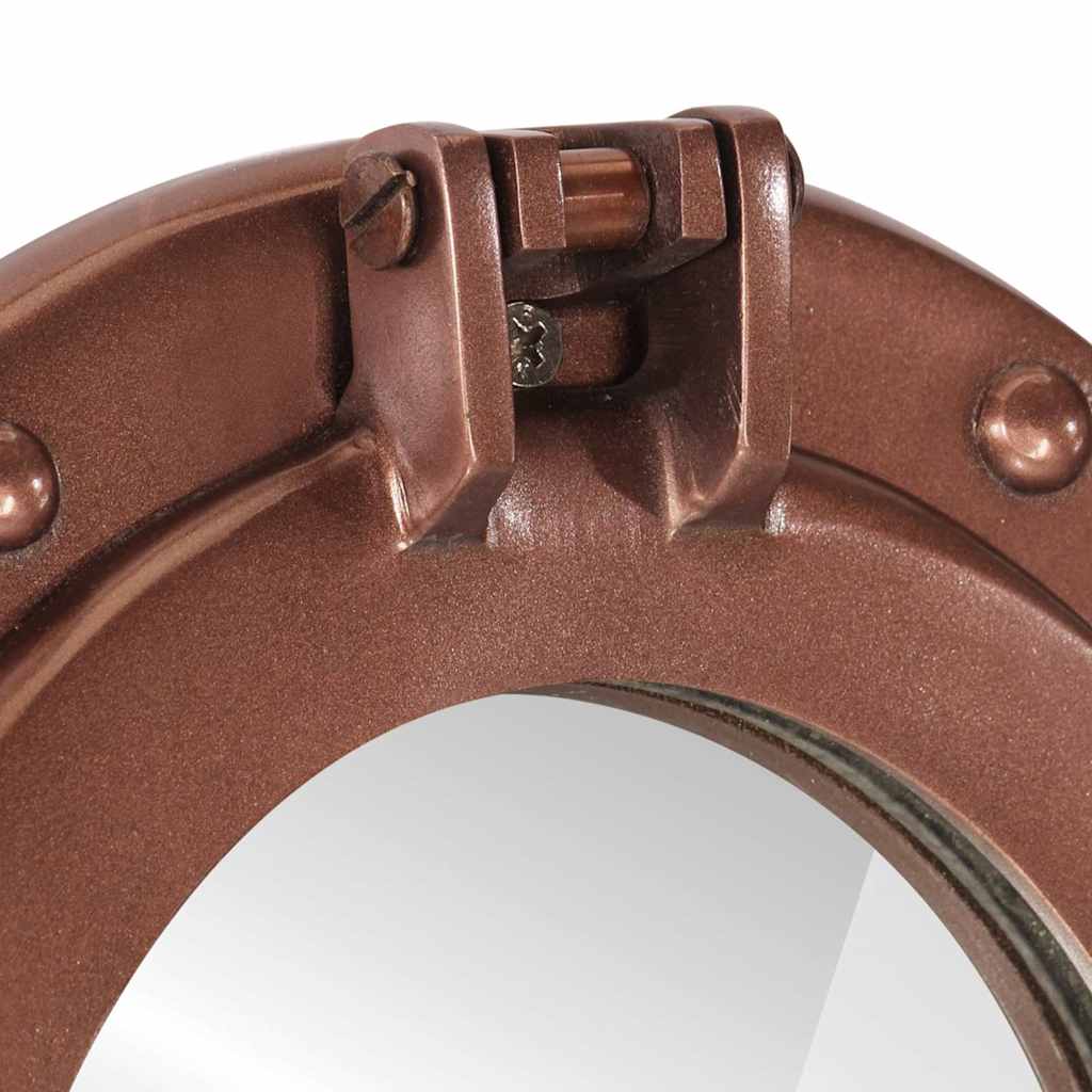 Bullaugen-Spiegel Wandmontage Ø38 cm Aluminium und Glas