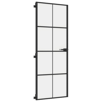 Innentür Schlank Schwarz 76x201,5 cm Hartglas und Aluminium