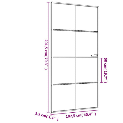 Innentür Schlank Schwarz 102,5x201,5 cm Hartglas & Aluminium