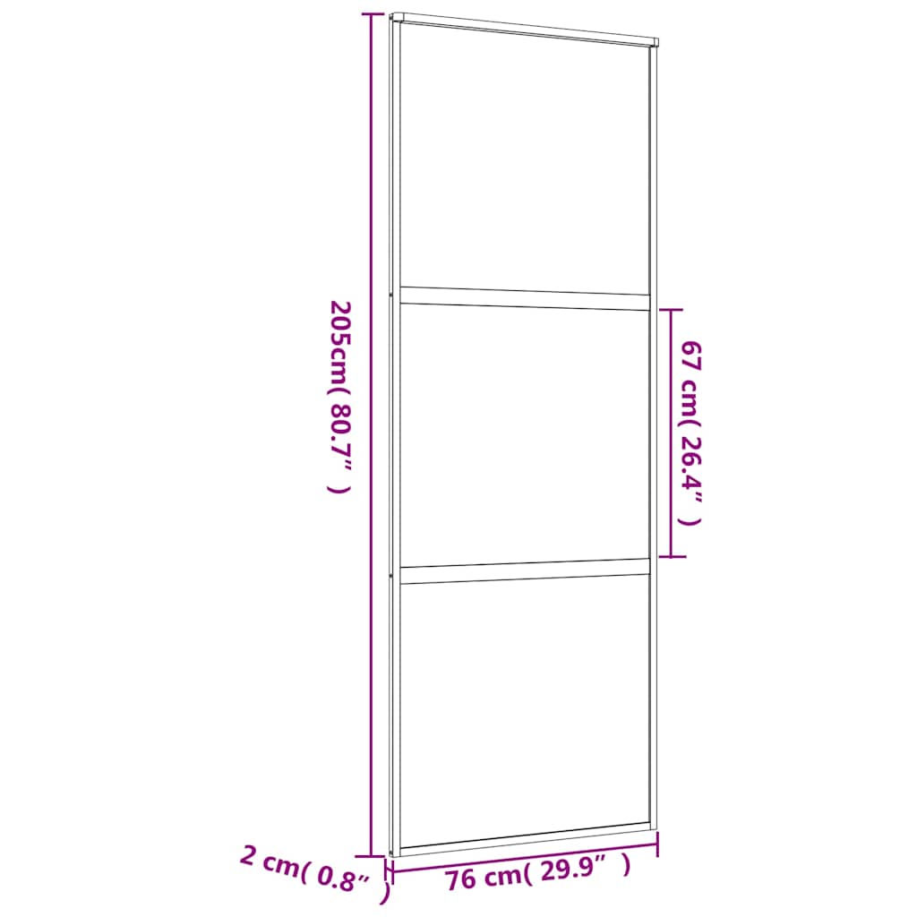 Schiebetür Golden 76x205 cm ESG-Klarglas und Aluminium