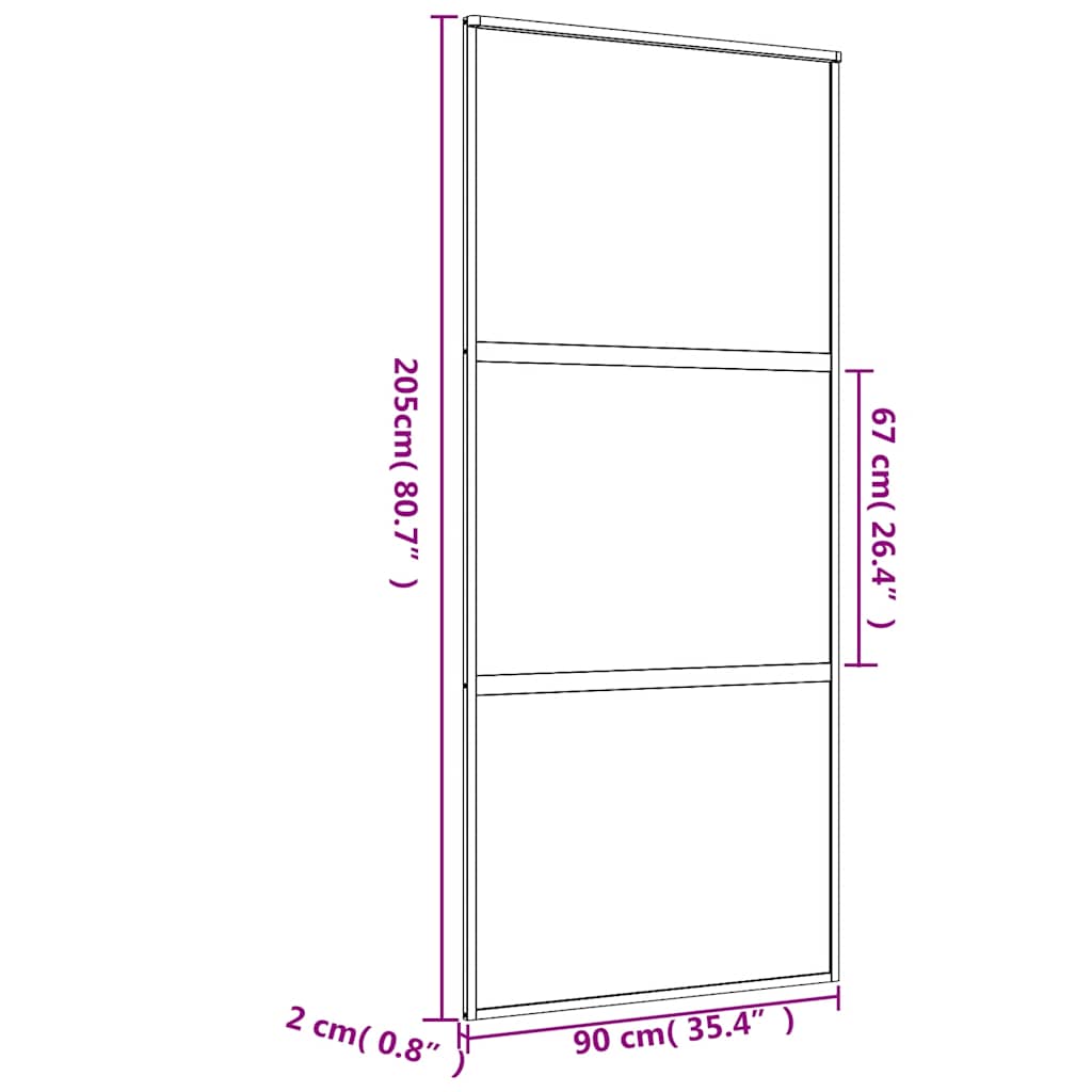 Schiebetür Golden 90x205 cm Matt ESG-Glas und Aluminium