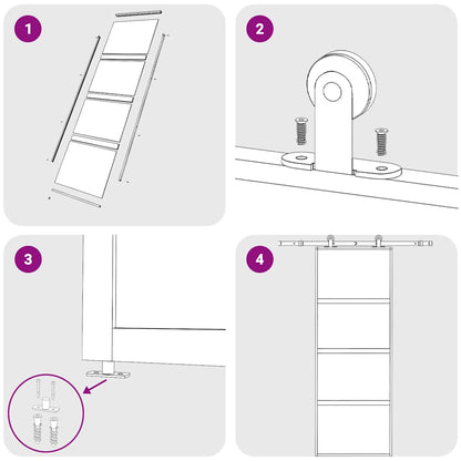 Schiebetür Schwarz 76x205 cm Hartglas und Aluminium