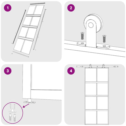 Schiebetür Schwarz 90x205 cm Hartglas und Aluminium