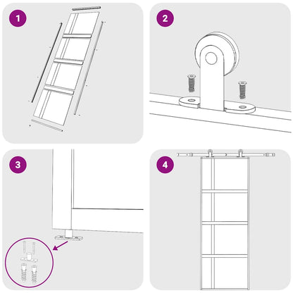 Schiebetür Schwarz 76x205 cm Hartglas und Aluminium
