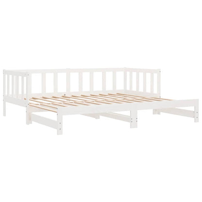 Tagesbett Ausziehbar Weiß 90x200 cm Massivholz Kiefer